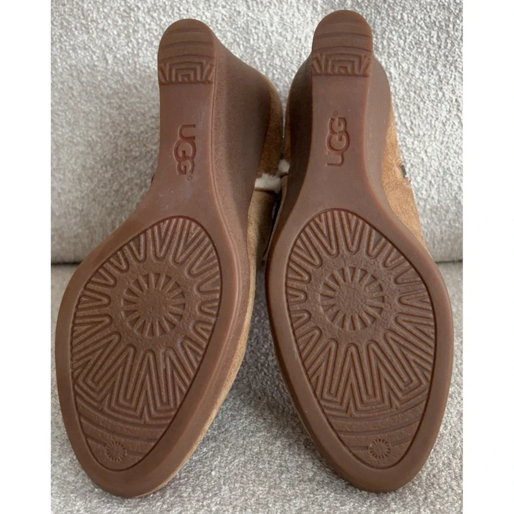 UGG Wedge Suede Shearling Side Zip Boots | SZ: 8.5